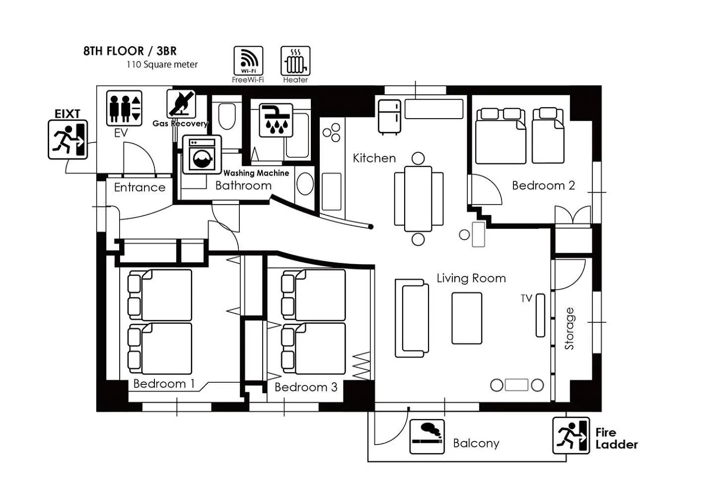 アパート Nk Bld8F Sapporo 3Ldk 3Br 1 Floor 1 Room 日本
